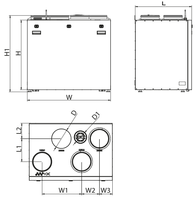 Wymiary VUTR/VUER 601 VE EC