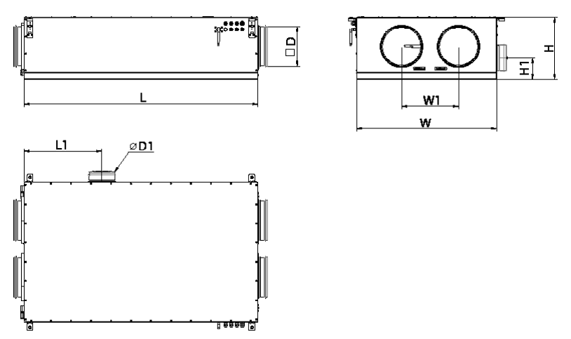 Wymiary VUTR/VUER 351 PE EC